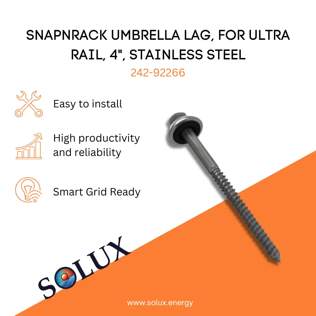 This is an image of SnapNrack Umbrella Stainless Steel Lag Screw 4"